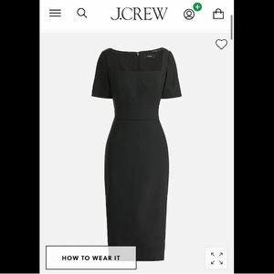 J. Crew Squareneck Sheath Dress in Stretch Linen Black 8